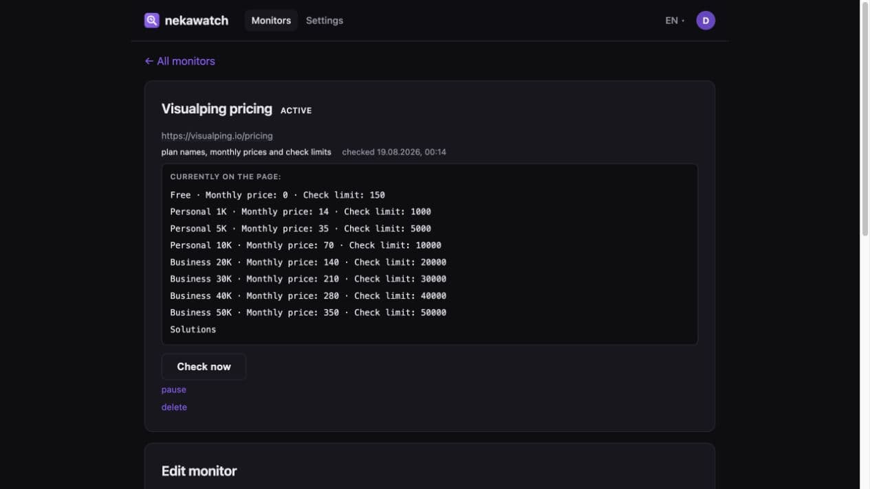 NekaWatch: AI Website Monitoring SaaS, 3
